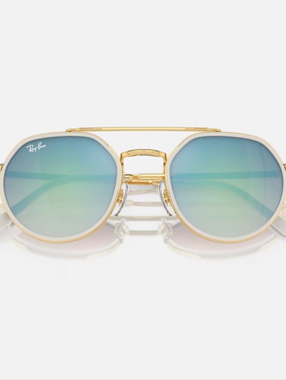 Ray-Ban RB3765 Sunglasses - Polished Arista Gold / Blue Mirror - Like New